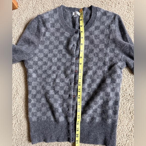 CUTE Halogen Gray Checkered Cashmere Cardigan, S (Tag Reads M) - Picture 2 of 10